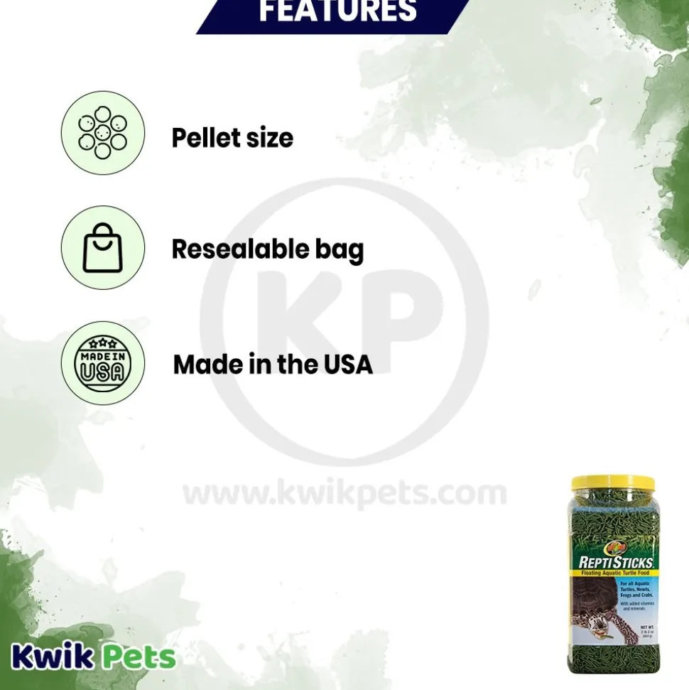 Zoo Med Reptisticks Floating Aquatic Turtle Dry Food 2.2-lb