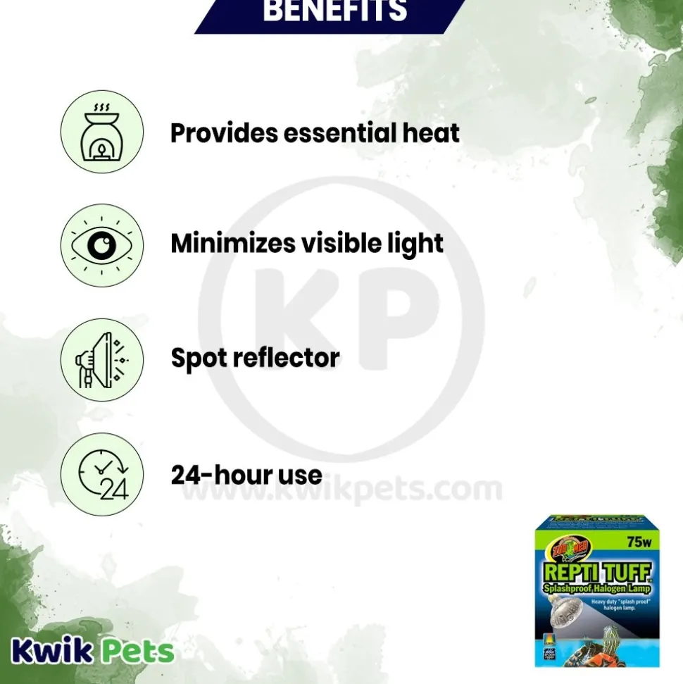 Zoo Med Repti Tuff Splashproof Halogen Lamp White 75W