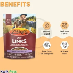 Zuke's Lil Links Soft & Chewy Dog Treats Rabbit & Apple Recipe 6-oz