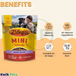 Zuke's Mini Naturals Training Dog Treats Rabbit Recipe 6-oz