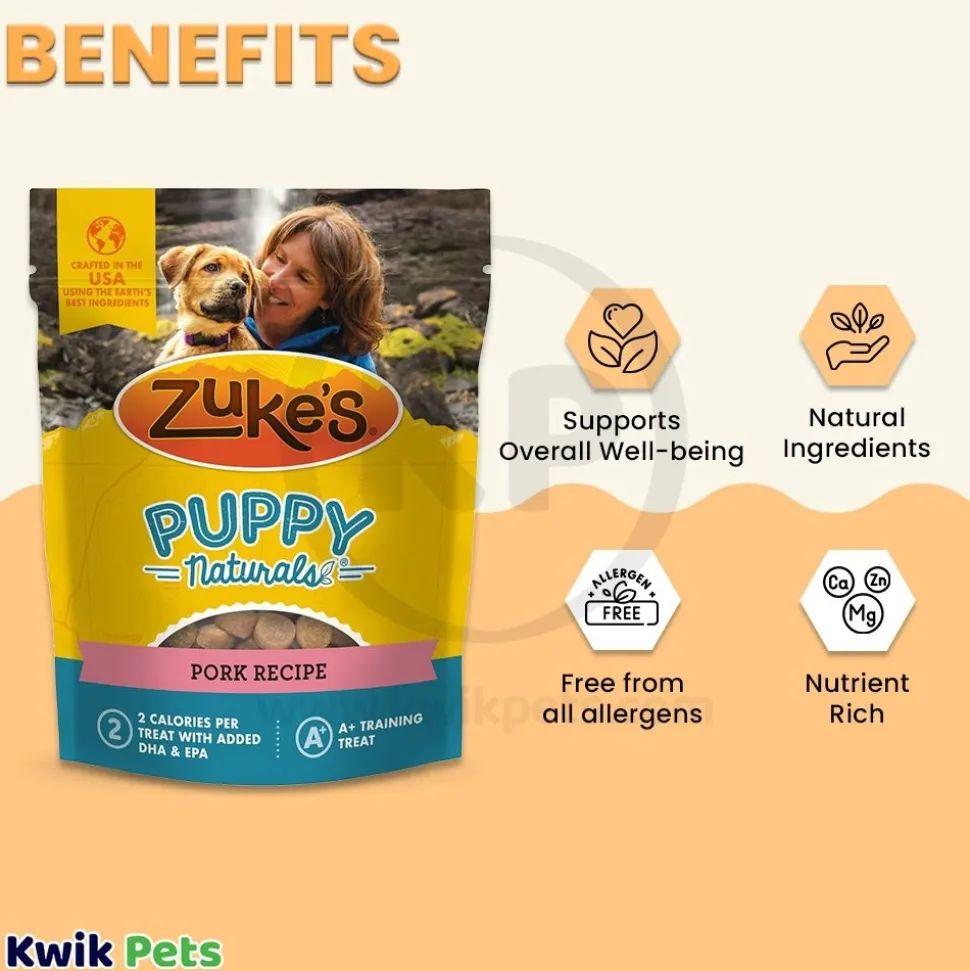 Zuke's Puppy Naturals Training Dog Treats Pork Recipe 5-oz