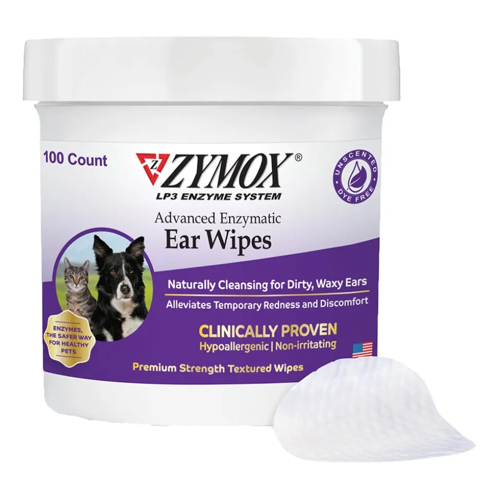 Zymox Advanced Enzymatic Ear Wipes for Dogs & Cats 100 Count