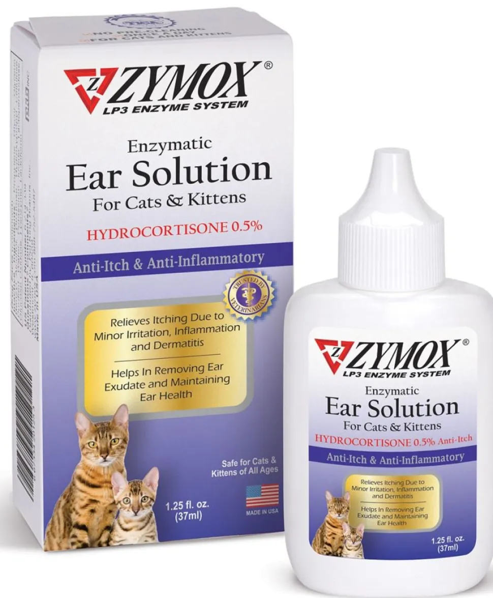 Zymox Enzymatic Ear Solution 0.5 Hydrocortisone for Cats & Kittens 1.25-oz