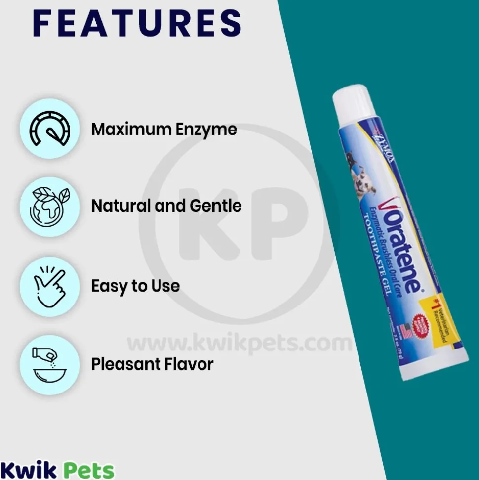 Zymox Oratene Brushless Enzymatic Oral Care Toothpaste Gel for Dogs & Cats 2.5-oz